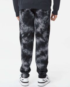 Independent Trading Co. PRM50PTTD Unisex Tie-Dyed Fleece Sweatpants – Tie Dye Black (on model back)