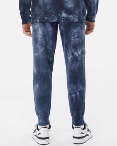Independent Trading Co. PRM50PTTD Unisex Tie-Dyed Fleece Sweatpants – Tie Dye Navy (on model back)