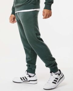 Independent Trading Co. PRM50PTPD Unisex Pigment-Dyed Fleece Sweatpants – Pigment Alpine Green (on model side)