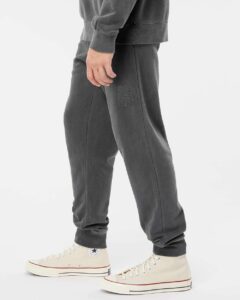 Independent Trading Co. PRM50PTPD Unisex Pigment-Dyed Fleece Sweatpants – Pigment Black (on model side)