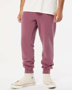 Independent Trading Co. PRM50PTPD Unisex Pigment-Dyed Fleece Sweatpants – Pigment Maroon (on model)