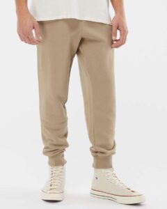 Independent Trading Co. PRM50PTPD Unisex Pigment-Dyed Fleece Sweatpants – Pigment Sandstone (on model)