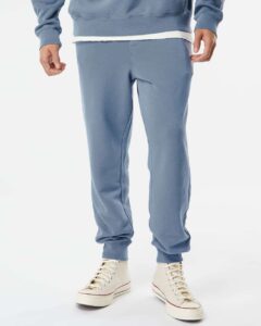Independent Trading Co. PRM50PTPD Unisex Pigment-Dyed Fleece Sweatpants – Pigment Slate Blue (on model)
