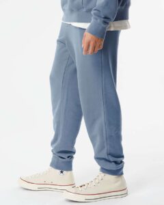 Independent Trading Co. PRM50PTPD Unisex Pigment-Dyed Fleece Sweatpants – Pigment Slate Blue (on model side)