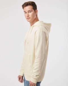 Independent Trading Co. SS4500 Unisex Midweight Hooded Sweatshirt – Bone (on model side)