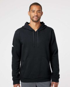 Adidas A432 Unisex Fleece Hooded Sweatshirt – Black (on model)