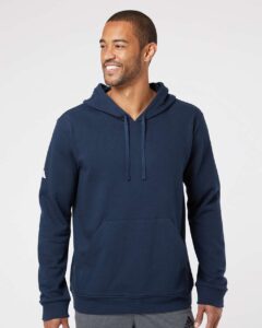 Adidas A432 Unisex Fleece Hooded Sweatshirt – Collegiate Navy (on model)