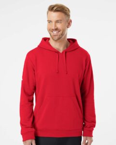 Adidas A432 Unisex Fleece Hooded Sweatshirt – Red (on model)