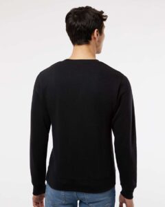 J. America 8870 Unisex Triblend Fleece Crewneck Sweatshirt – Black Solid (on model back)