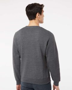 J. America 8870 Unisex Triblend Fleece Crewneck Sweatshirt – Black Triblend (on model back)