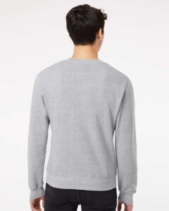 J. America 8870 Unisex Triblend Fleece Crewneck Sweatshirt – Grey Triblend (on model back)