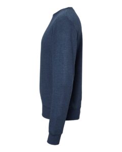 J. America 8870 Unisex Triblend Fleece Crewneck Sweatshirt – True Navy Triblend (side)