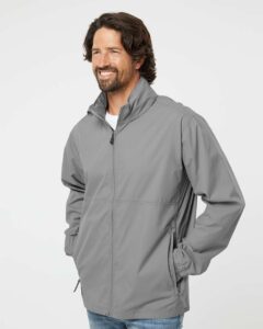 DRI DUCK 5330 Men’s River Packable Jacket – Grey (on model side)