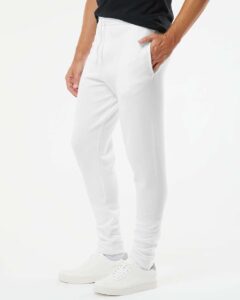 JERZEES 975MPR Unisex Nublend® Joggers – White (on model side)