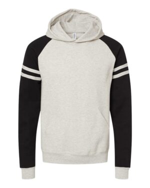 JERZEES 97CR Unisex Nublend® Varsity Colorblocked Raglan Hooded Sweatshirt – Oatmeal Heather/ Black Ink