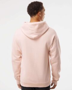 JERZEES 996MR Unisex NuBlend® Hooded Sweatshirt – Blush Pink (on model back)