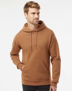JERZEES 996MR Unisex NuBlend® Hooded Sweatshirt – Golden Pecan (on model)