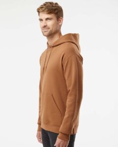 JERZEES 996MR Unisex NuBlend® Hooded Sweatshirt – Golden Pecan (on model side)