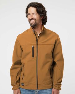DRI DUCK 5350 Men’s Motion Soft Shell Jacket – Saddle (on model)