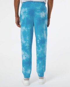 Independent Trading Co. PRM50PTTD Unisex Tie-Dyed Fleece Sweatpants – Tie Dye Aqua Blue (on model back)