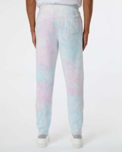 Independent Trading Co. PRM50PTTD Unisex Tie-Dyed Fleece Sweatpants – Tie Dye Cotton Candy (on model back)