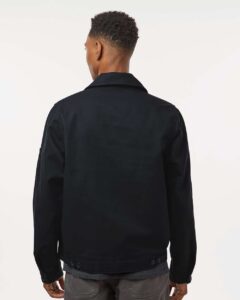 Dickies JT78 Men’s Unlined Industrial Eisenhower Jacket – Black (on model back)