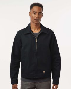 Dickies JT78 Men’s Unlined Industrial Eisenhower Jacket – Black (on model)