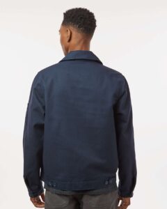 Dickies JT78 Men’s Unlined Industrial Eisenhower Jacket – Dark Navy (on model back)