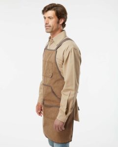 DRI DUCK 1500 Workman’s Apron – Field Khaki/ Tobacco (on model side)