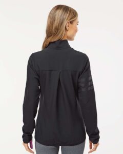 Adidas A268 Women’s Wind Resistant Full-Zip Jacket – Black/ Black (on model back)