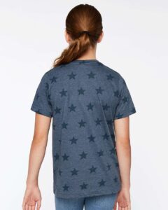 Code Five 2229 Youth Star Print Tee – Denim Star (on model back)