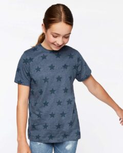 Code Five 2229 Youth Star Print Tee – Denim Star (on model)