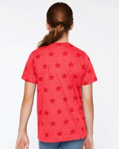 Code Five 2229 Youth Star Print Tee – Red Star (on model back)
