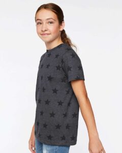 Code Five 2229 Youth Star Print Tee – Smoke Star (on model side)