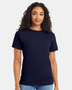 Hanes 5280 Unisex Essential-T T-Shirt – Athletic Navy (on model)