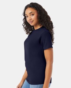 Hanes 5280 Unisex Essential-T T-Shirt – Athletic Navy (on model side)