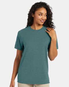 Hanes 4980 Unisex Perfect-T T-Shirt – Cactus Heather (on model)