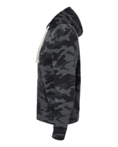 J. America 8871 Men’s Triblend Fleece Hooded Sweatshirt – Black Camo Triblend (side)