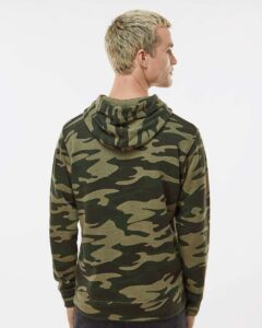J. America 8871 Men’s Triblend Fleece Hooded Sweatshirt – Camo Triblend (on model back)