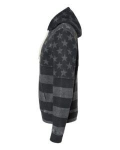 J. America 8871 Men’s Triblend Fleece Hooded Sweatshirt – Black Stars & Stripes Triblend (side)