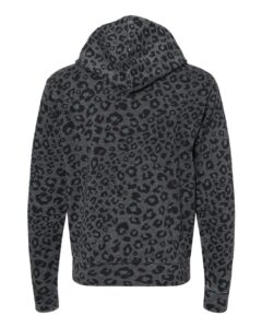J. America 8871 Men’s Triblend Fleece Hooded Sweatshirt – Black Leopard Triblend (back)