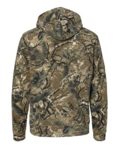 J. America 8879 Men’s Gaiter Fleece Hooded Sweatshirt – Outdoor Camo (back)