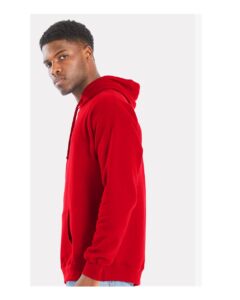 Hanes RS170 Unisex Perfect Sweats Hooded Sweatshirt – Athletic Red (on model side)