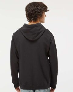 Hanes RS170 Unisex Perfect Sweats Hooded Sweatshirt – Black (on model back)