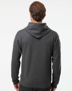 Hanes RS170 Unisex Perfect Sweats Hooded Sweatshirt – Charcoal Heather (on model back)