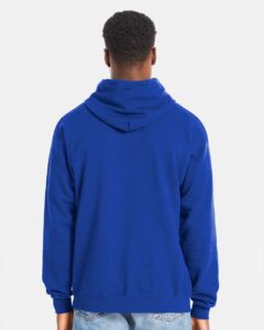 Hanes RS170 Unisex Perfect Sweats Hooded Sweatshirt – Deep Royal (on model back)