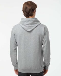 Hanes RS170 Unisex Perfect Sweats Hooded Sweatshirt – Light Steel (on model back)