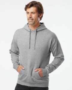 Hanes RS170 Unisex Perfect Sweats Hooded Sweatshirt – Light Steel (on model)