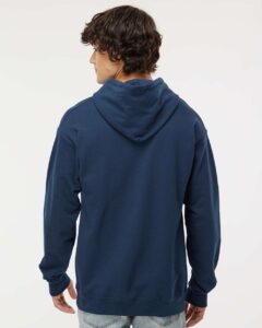Hanes RS170 Unisex Perfect Sweats Hooded Sweatshirt – Navy (on model back)