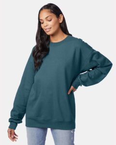 Hanes F260 Unisex Ultimate Cotton® Crewneck Sweatshirt – Cactus (on model)